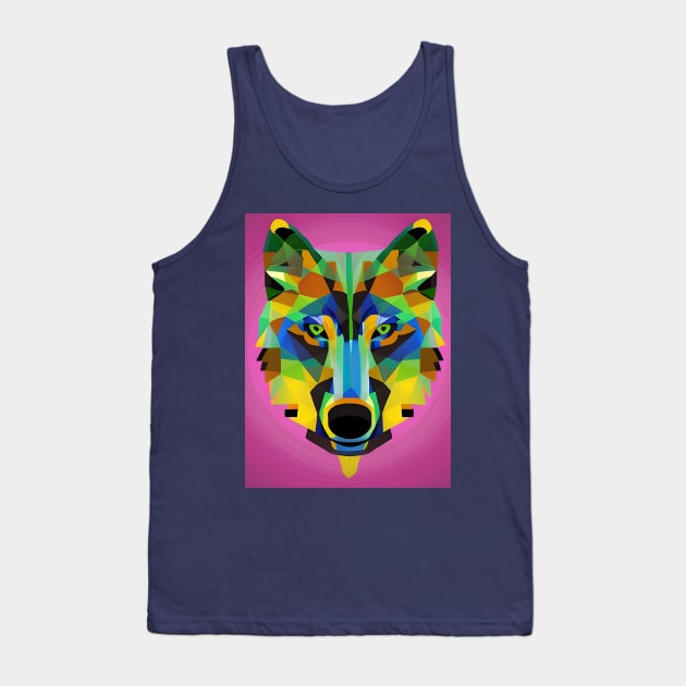 Pop Art Geometric Wolf Face Tank Top by Chance Two Designs